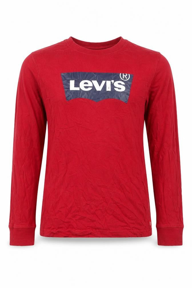 Levi's Boys Red Long Sleeve Logo T-Shirt Size 16 Years Cotton Crew Neck