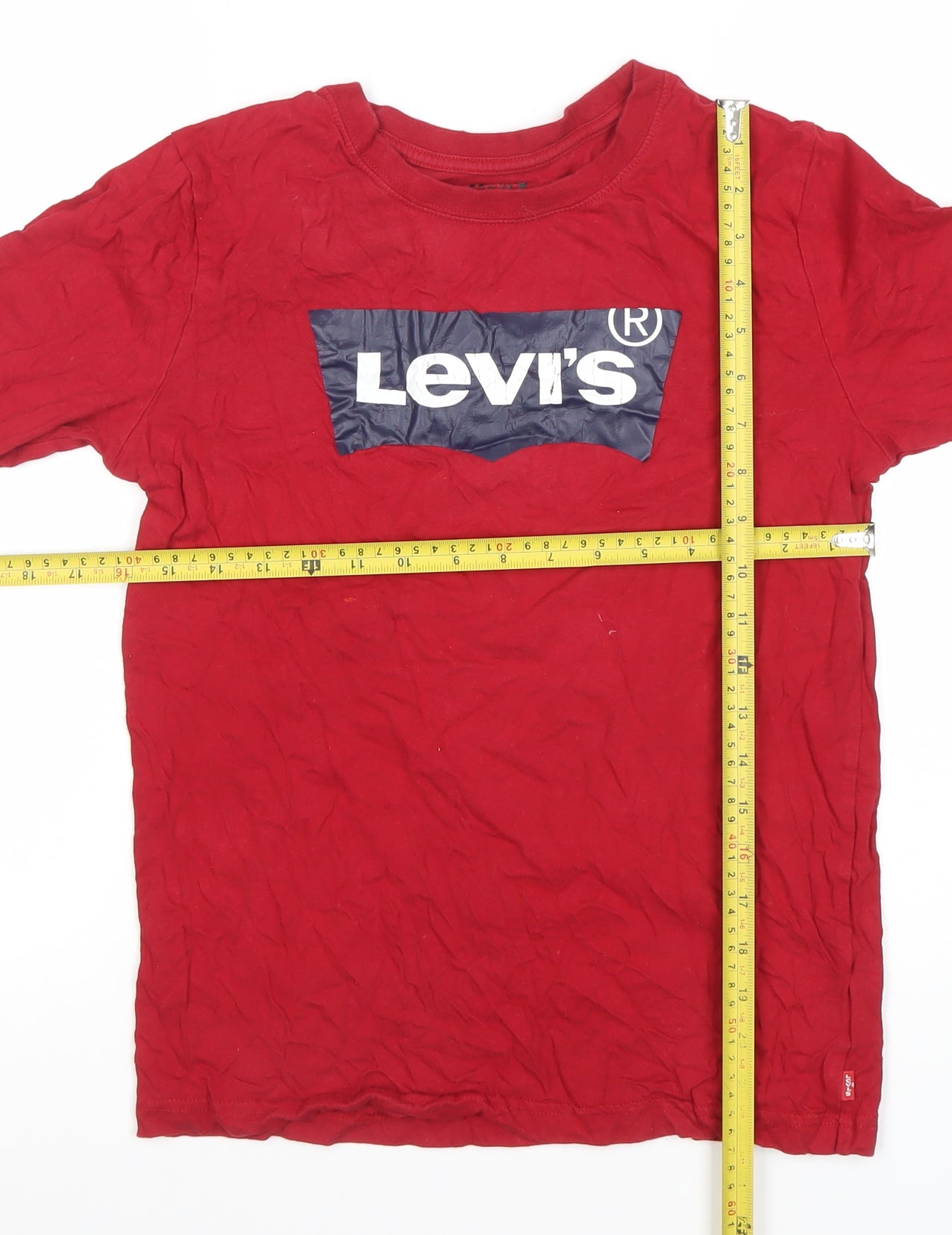 Levi's Boys Red Long Sleeve Logo T-Shirt Size 16 Years Cotton Crew Neck