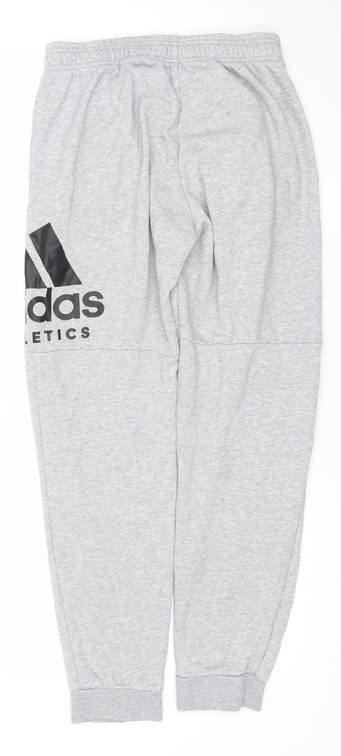 adidas Men’s Grey Jogger Sweatpants S Regular Fit Cotton Blend