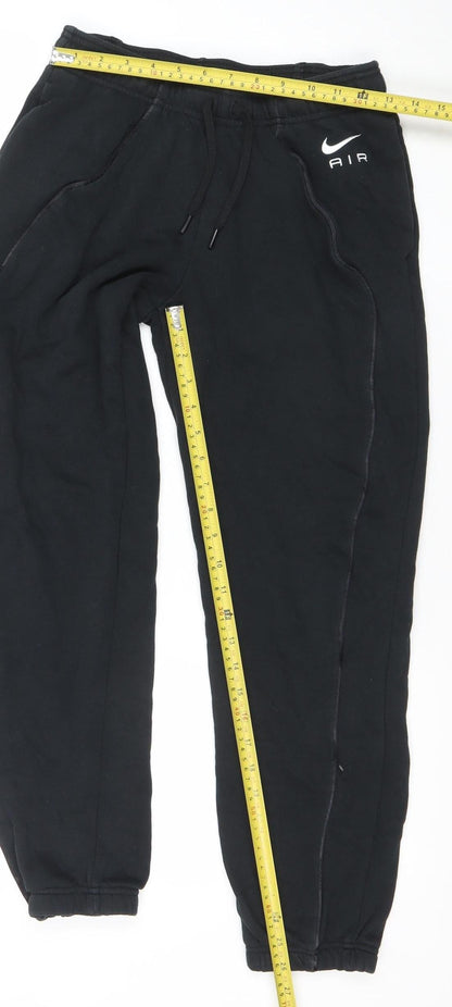 Back view of Nike girls’ black small jogger sweatpants with drawstring waist