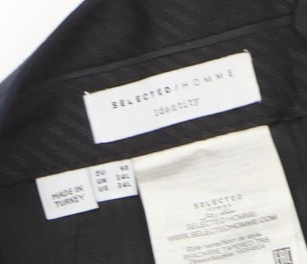 SELECTED HOMME Men's Blue Wool Blend Dress Trousers 34L