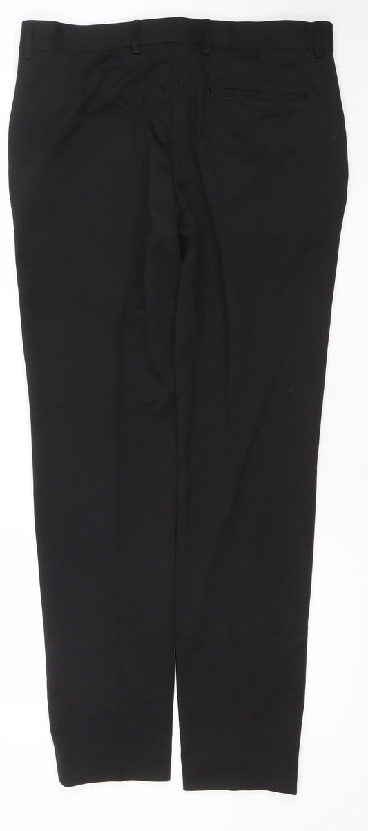 Selected Homme Men's Black Slim Tapered Trousers Size W34 L34 Polyester Blend
