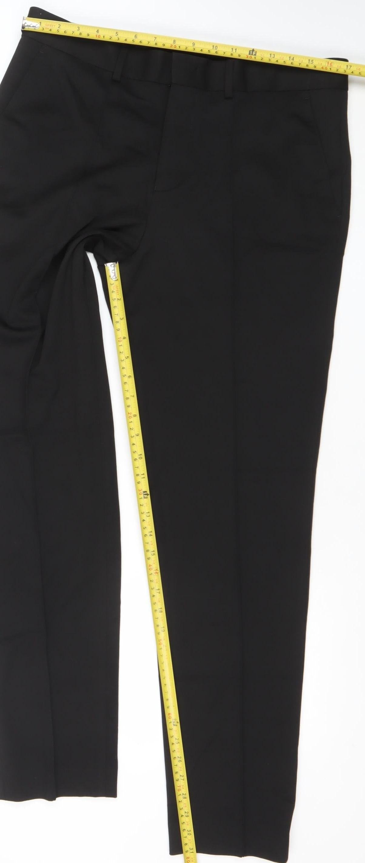 Selected Homme Men's Black Slim Tapered Trousers Size W34 L34 Polyester Blend