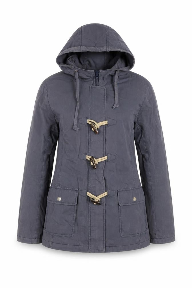 FatFace Women's Blue Cotton Nylon Hooded Duffle Jacket Size 10