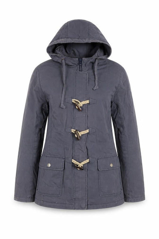 FatFace Women's Blue Cotton Nylon Hooded Duffle Jacket Size 10