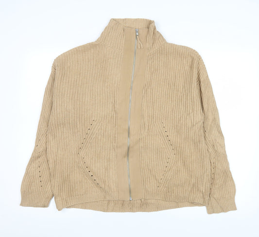 Wrap London Unisex Beige Cotton Full Zip Jumper Medium