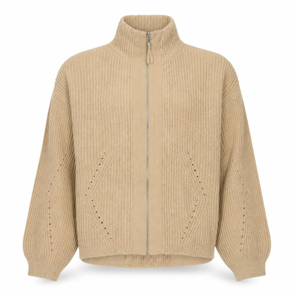 Wrap London Unisex Beige Cotton Full Zip Jumper Medium