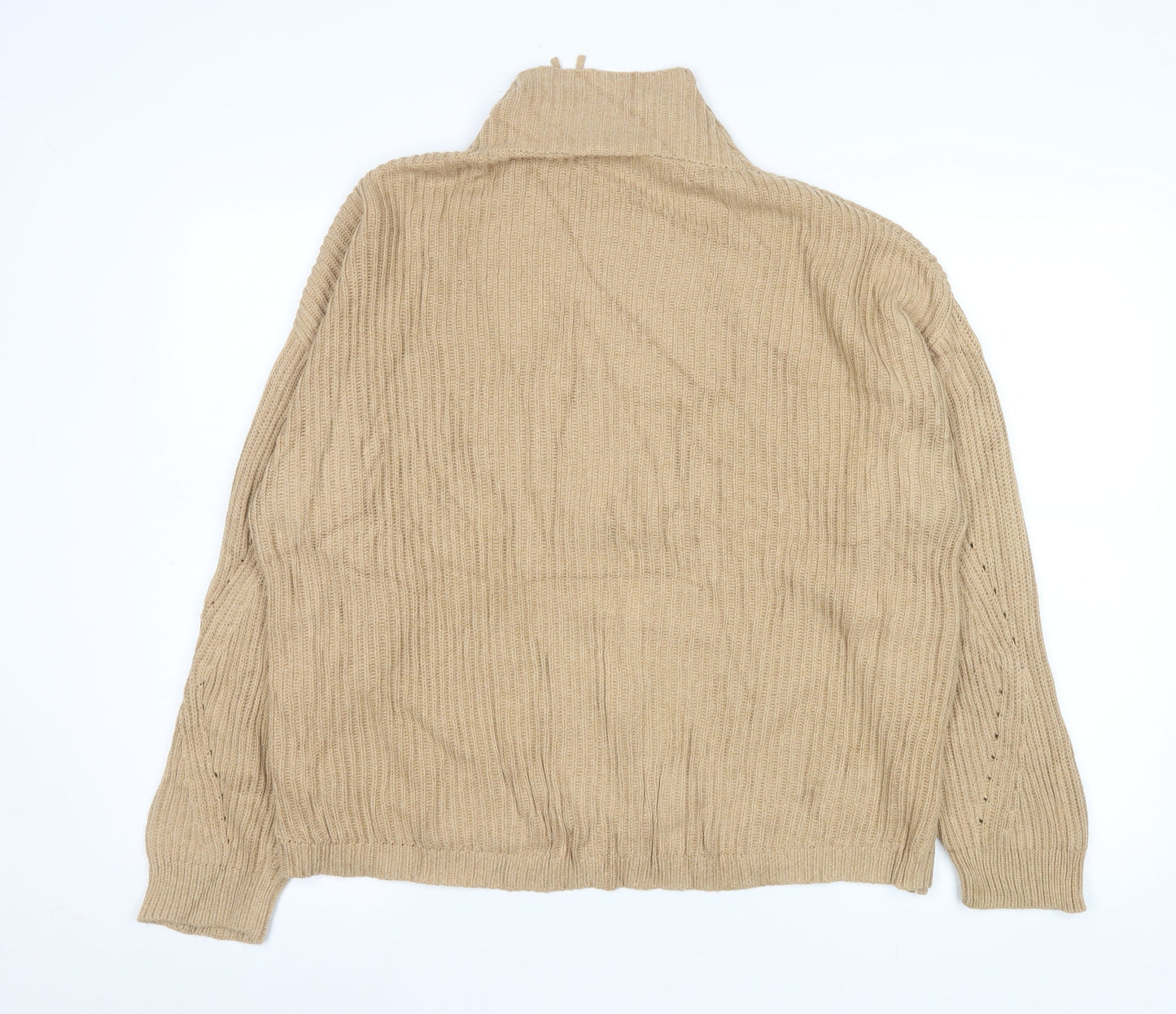 Wrap London Unisex Beige Cotton Full Zip Jumper Medium