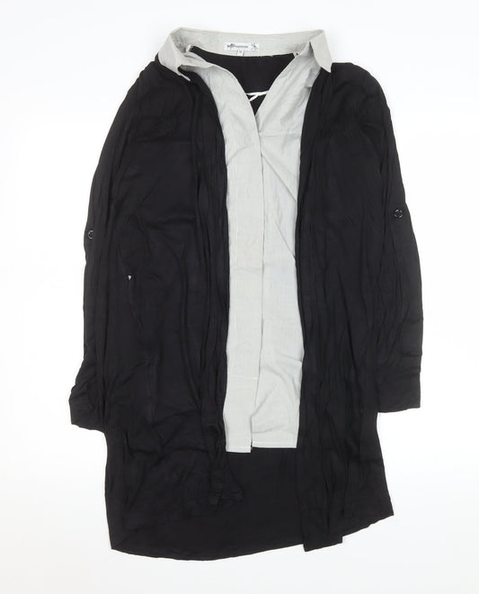 Internacionale Womens Black Size 14 Tunic Collared Long Sleeve Blouse