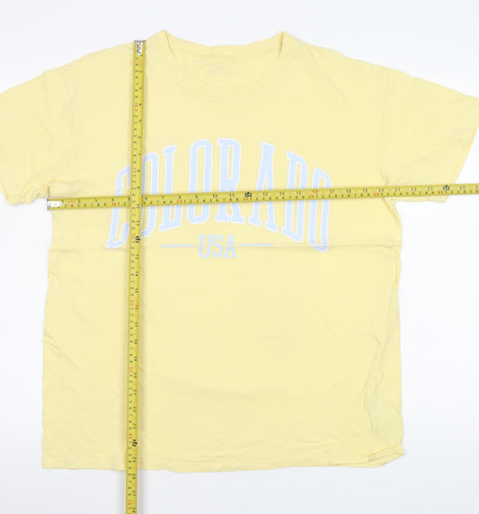 Hollister Womens Yellow Colorado USA Crew Neck Cotton T-Shirt M