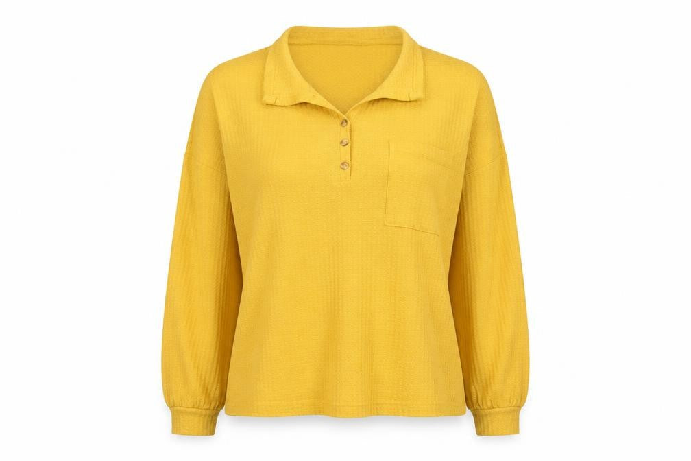 Apricot Women’s Yellow Long Sleeve Collared Button-Up Knit Top Size 14