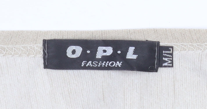 O.P.L Fashion Women’s Beige Flamingo Print Short Sleeve T-Shirt M
