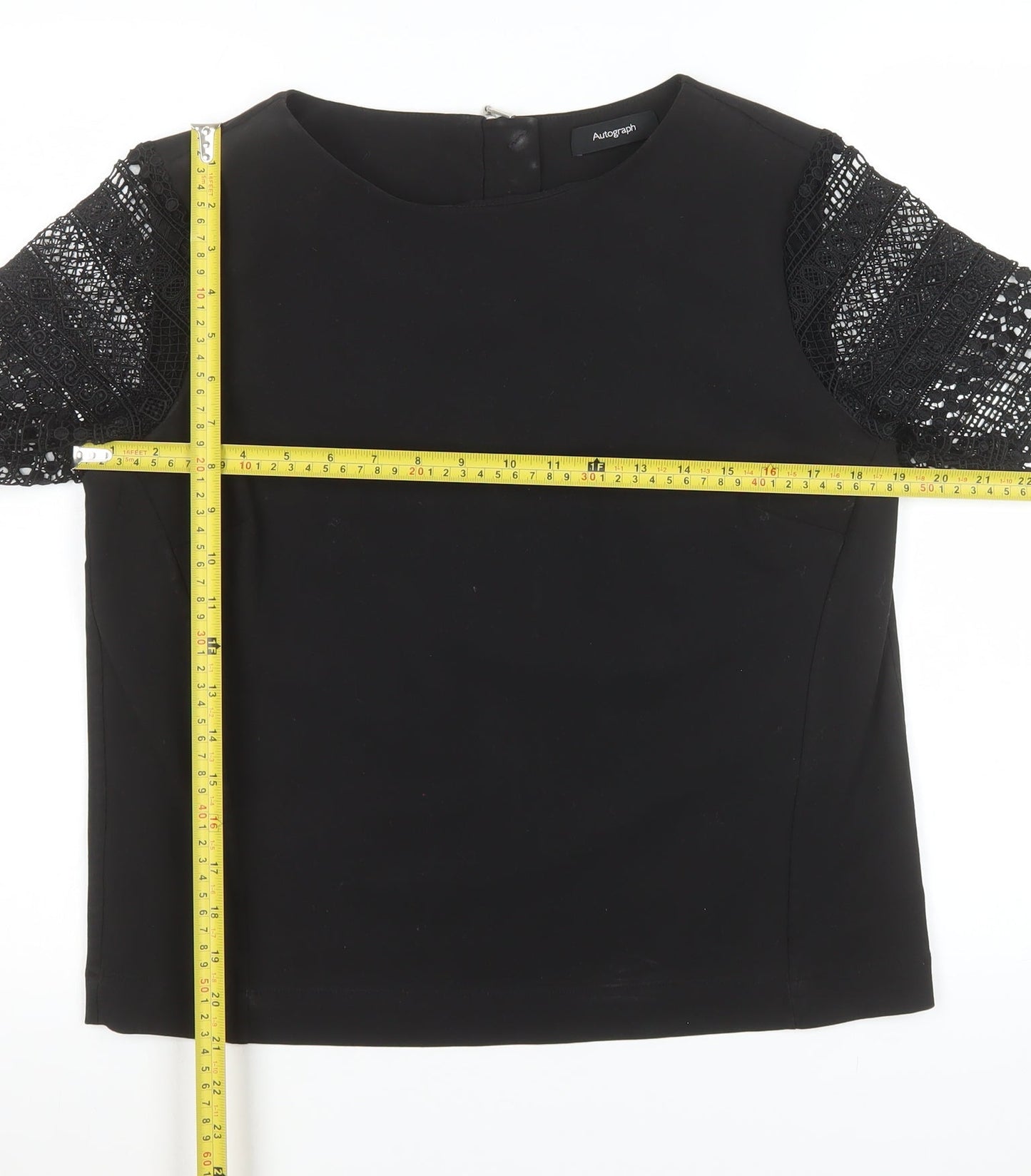 Marks and Spencer Autograph Women's Black Lace Sleeve Blouse UK 10