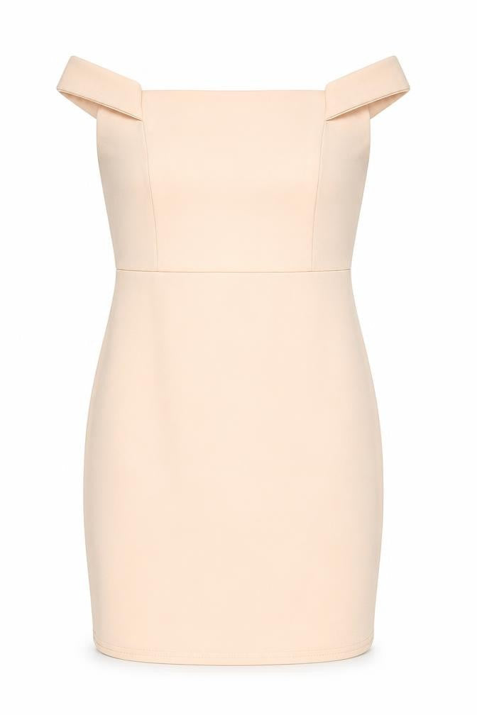 Boohoo Womens Beige Bodycon Off Shoulder Dress Size 10