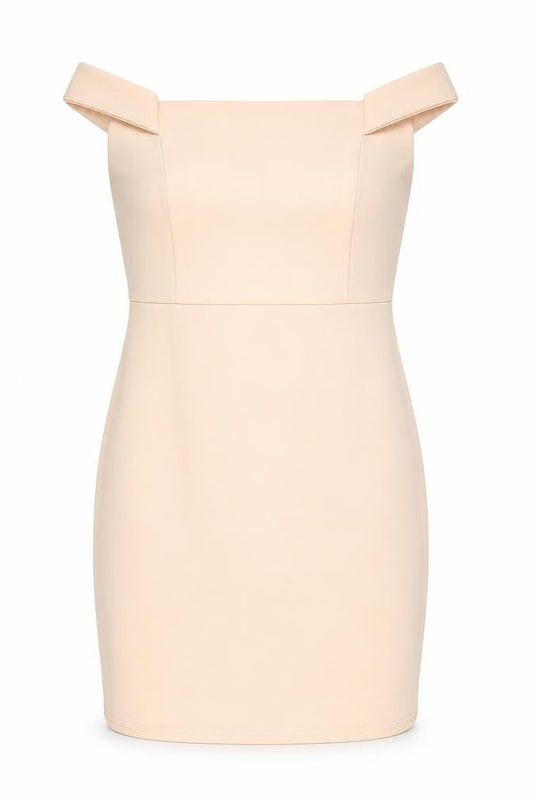 Boohoo Womens Beige Bodycon Off Shoulder Dress Size 10