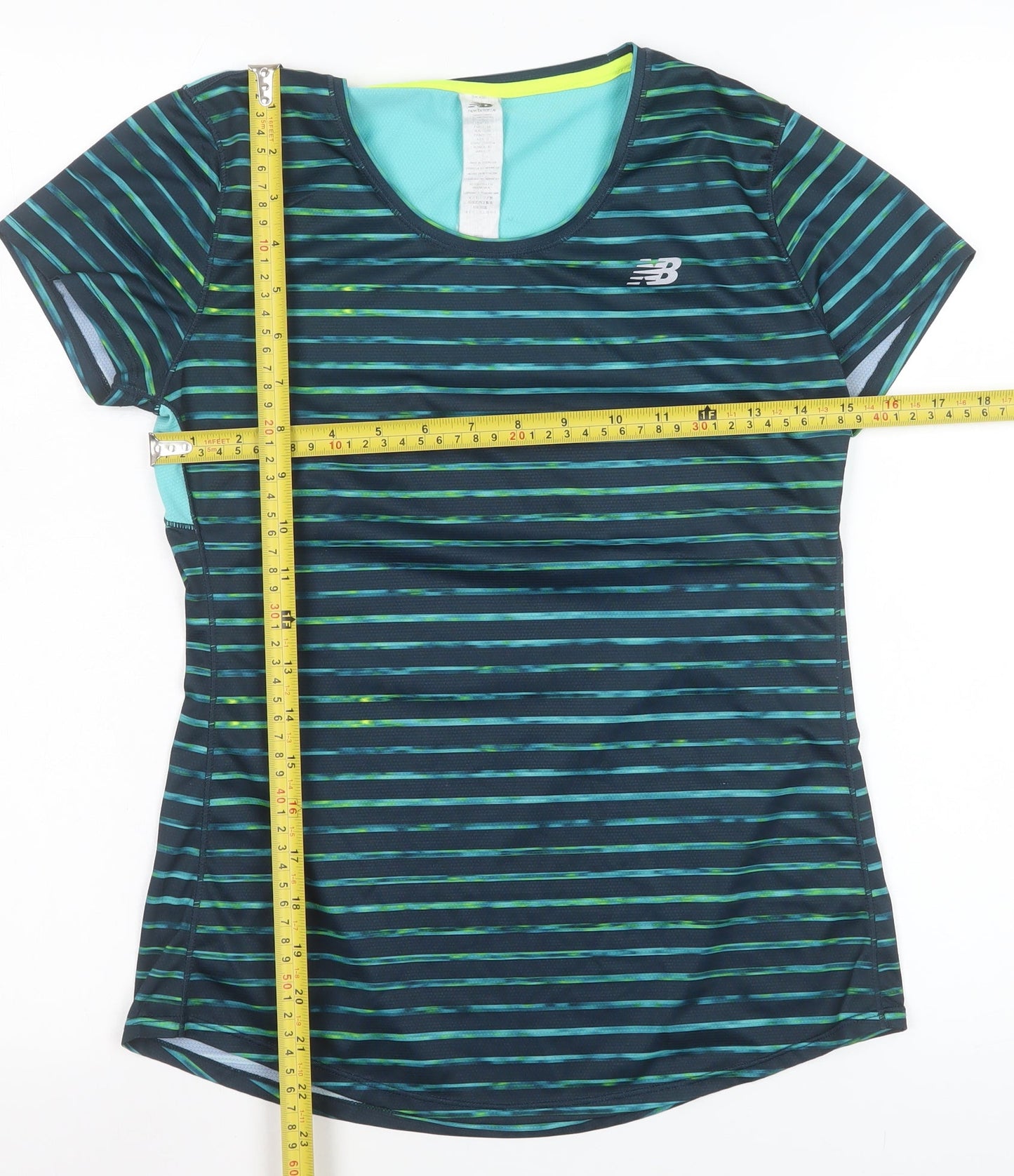 New Balance Women's Blue Striped XS Athletic Running Top