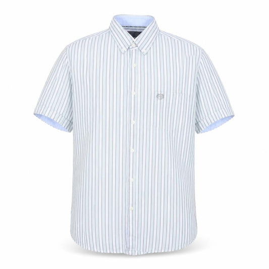 Paul Costelloe Living Men's Blue Striped Short Sleeve Button-Up Shirt L