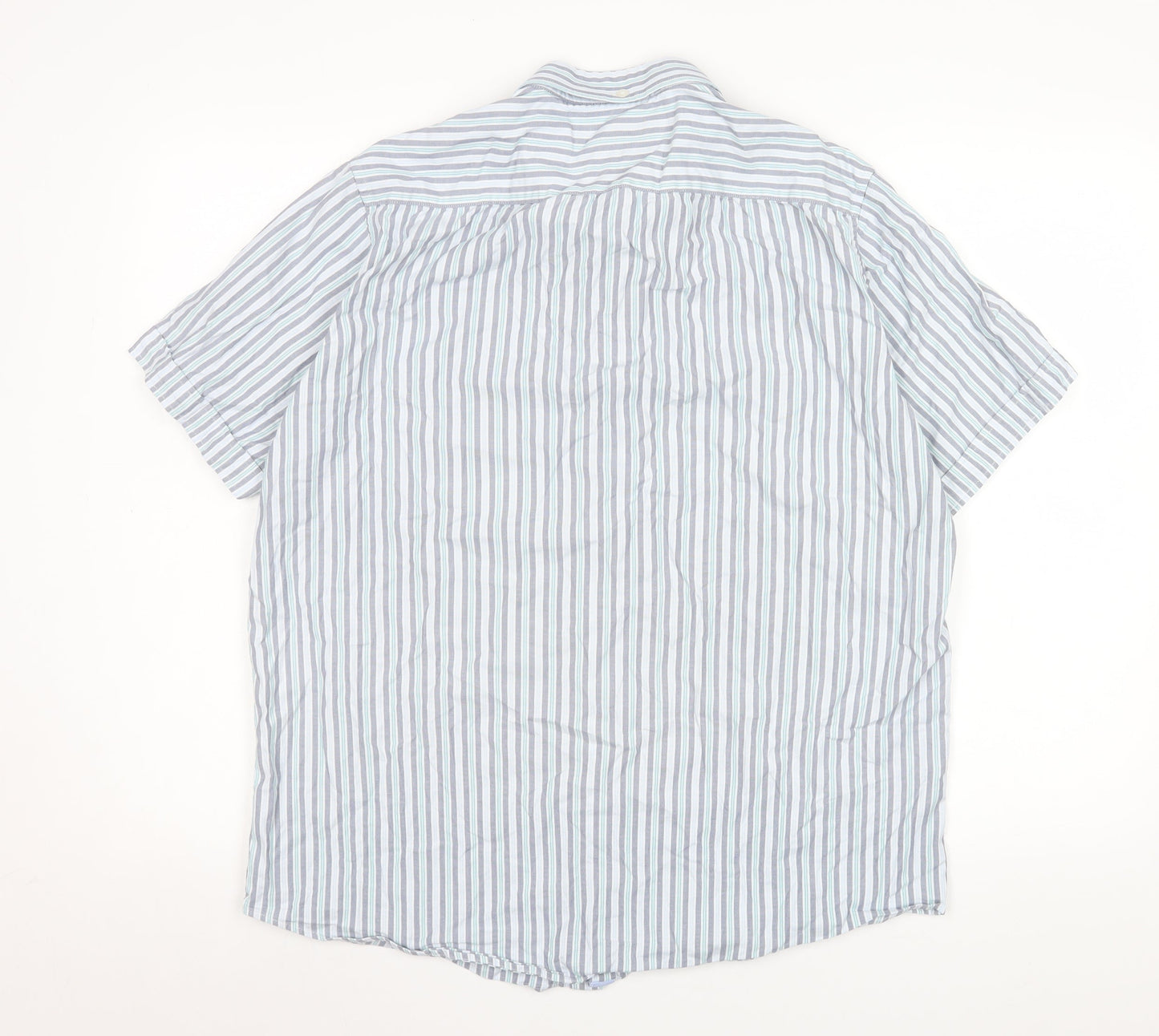 Paul Costelloe Living Men's Blue Striped Short Sleeve Button-Up Shirt L