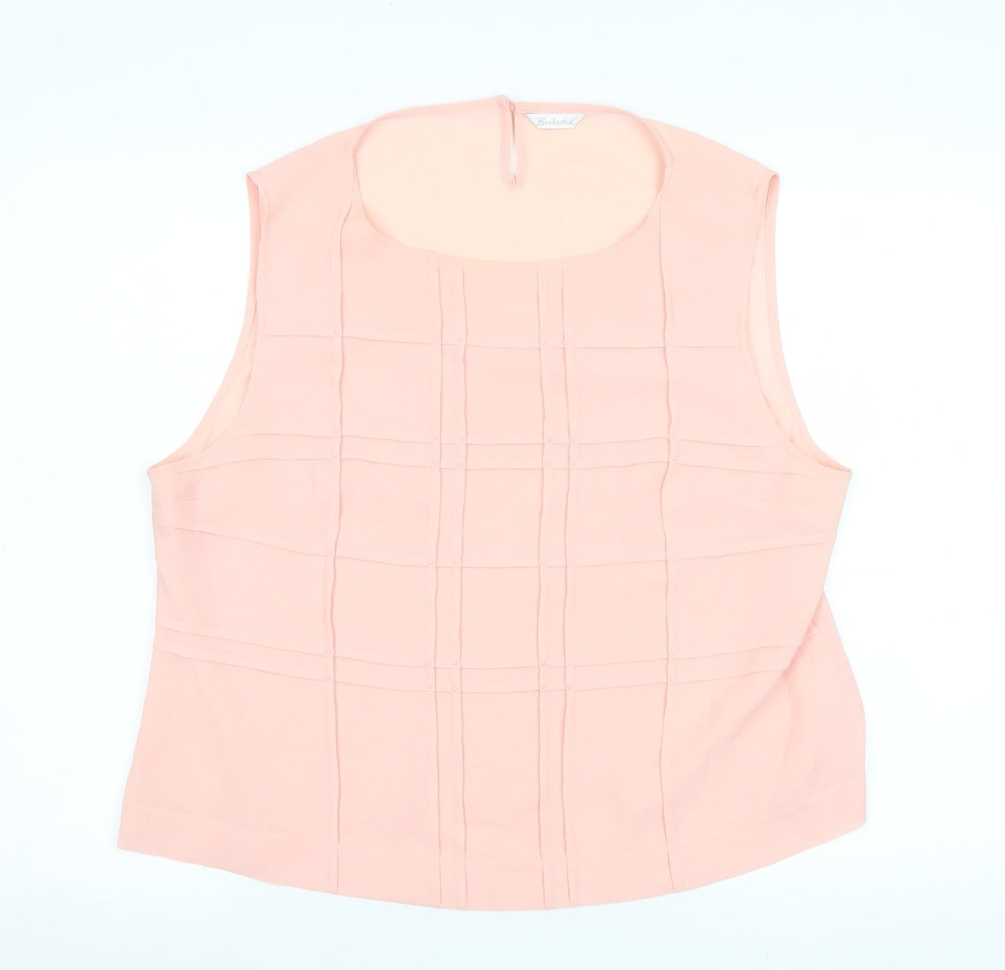 Berkertex Women Pink Chiffon Pleated Sleeveless Blouse Size 20