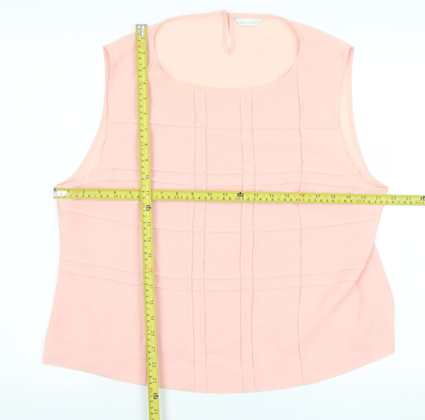 Berkertex Women Pink Chiffon Pleated Sleeveless Blouse Size 20