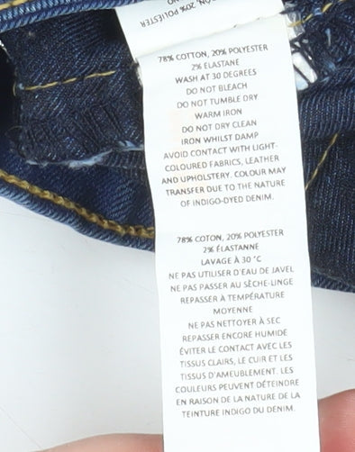 Boohoo Womens Blue Skinny Distressed High Rise Jeans Size 10