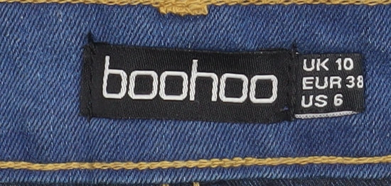 Boohoo Womens Blue Skinny Distressed High Rise Jeans Size 10
