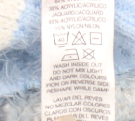 Dunnes Stores Girls Blue Polar Bear Furry Jumper Age 7 Winter Pullover