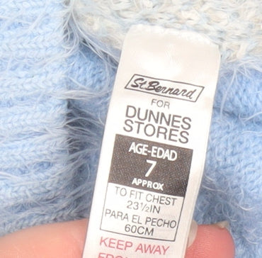 Additional view of Dunnes girls’ blue polar bear furry jumper age 7 winter pullover