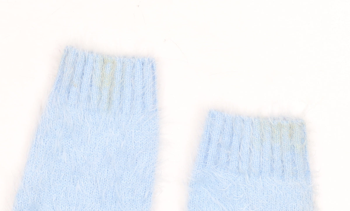 Dunnes Stores Girls Blue Polar Bear Furry Jumper Age 7 Winter Pullover