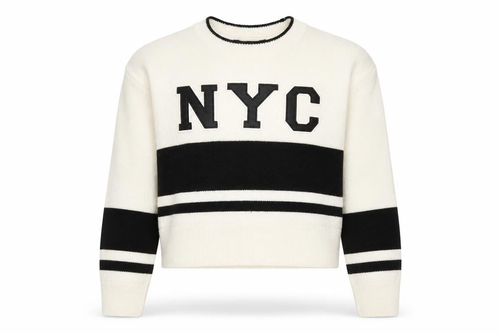 New Look Girls Cream Black NYC Pullover Jumper Age 10-11