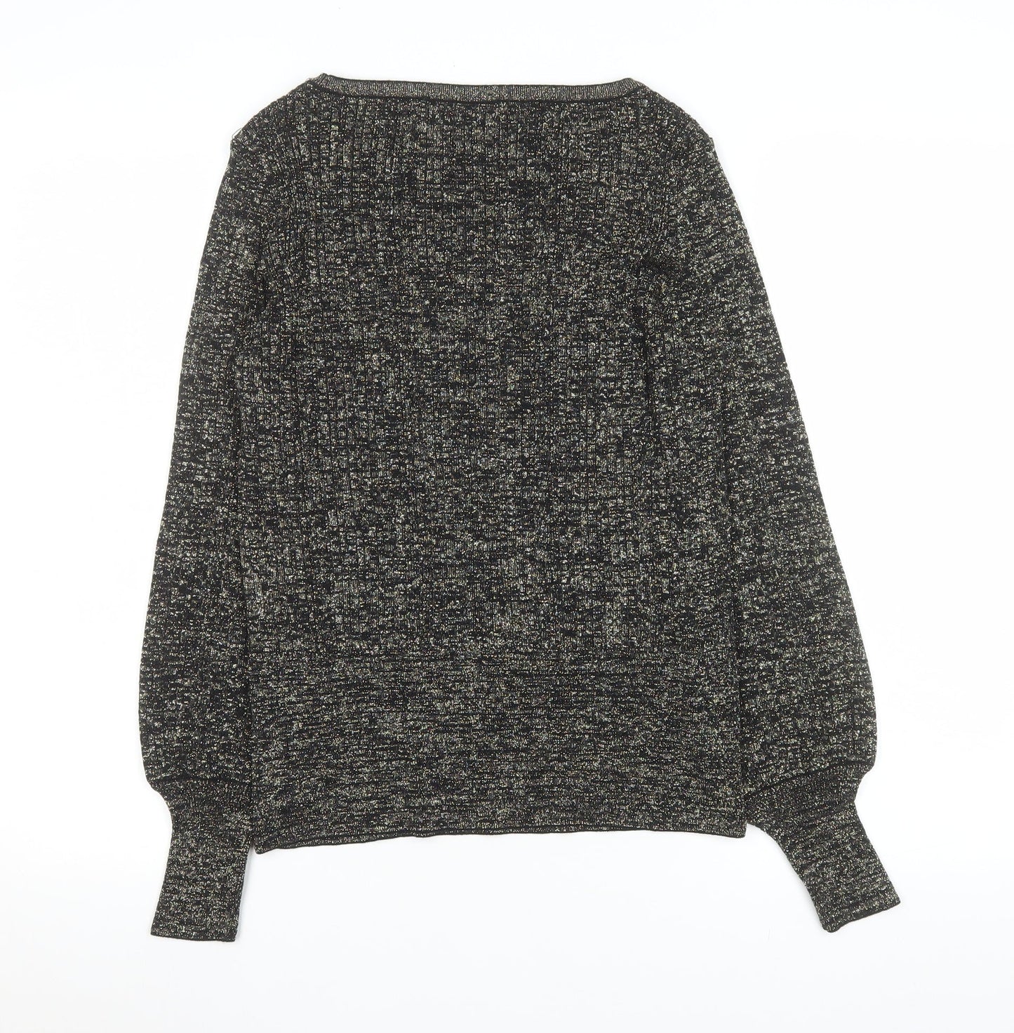 Marks and Spencer Womens Black Metallic Knit Medium Pullover Jumper