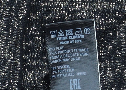 Marks and Spencer Womens Black Metallic Knit Medium Pullover Jumper