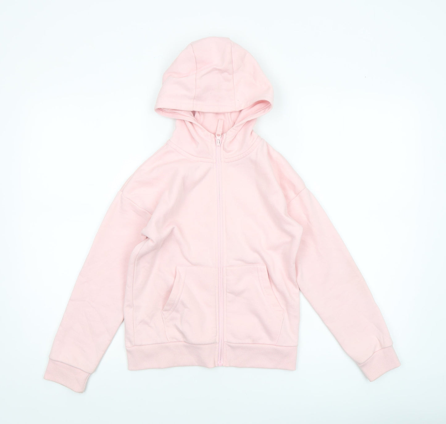 Dunnes Stores Girls Pink Full Zip Hoodie 9-10 Years Cotton Blend
