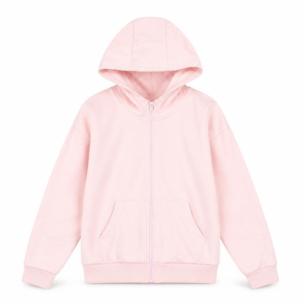 Dunnes Stores Girls Pink Full Zip Hoodie 9-10 Years Cotton Blend