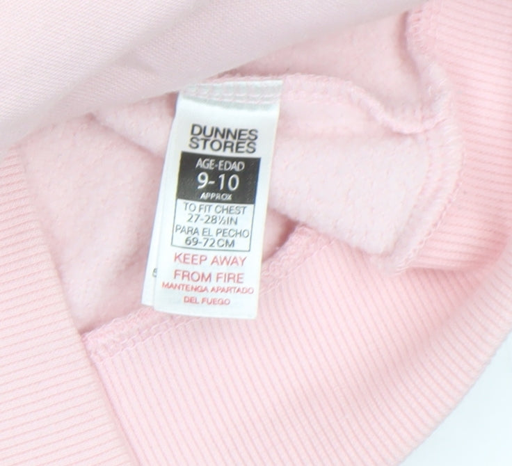 Dunnes Stores Girls Pink Full Zip Hoodie 9-10 Years Cotton Blend