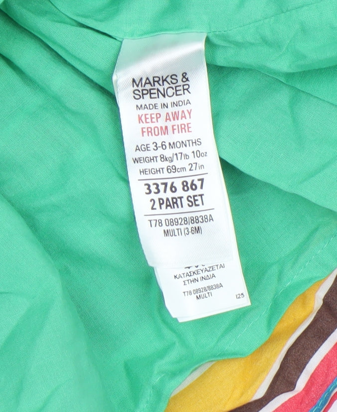 Marks and Spencer Unisex Baby Multicoloured 3-6 Months A-Line Cotton Dress