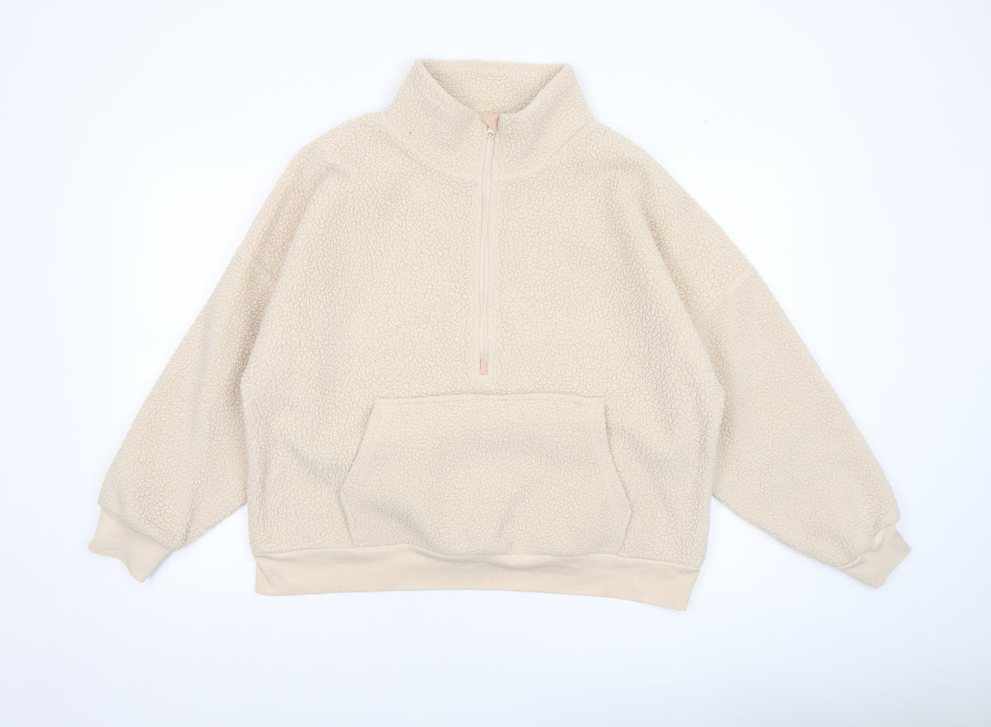 Dunnes Women’s Ivory Fleece 1/2 Zip Pullover Sweatshirt Size L