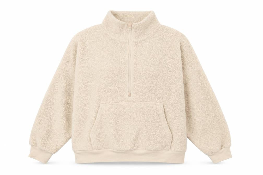 Dunnes Women’s Ivory Fleece 1/2 Zip Pullover Sweatshirt Size L