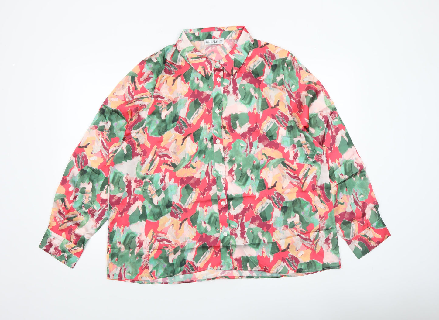 Gallery Women's Multicoloured Long Sleeve Button-Up Shirt UK 20
