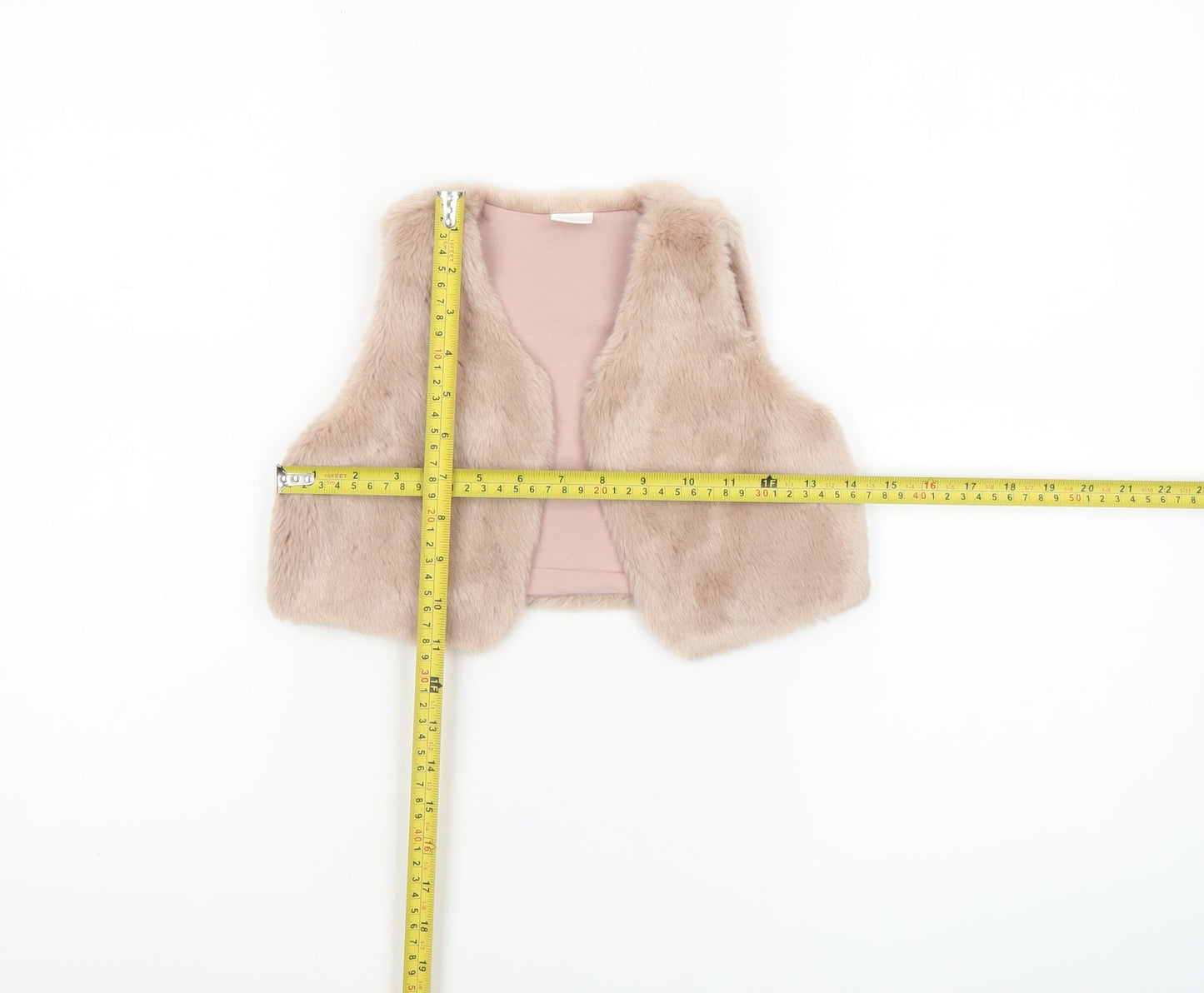 Next Girls Beige Faux Fur Lined Waistcoat 3-4 Years Soft Winter Gilet