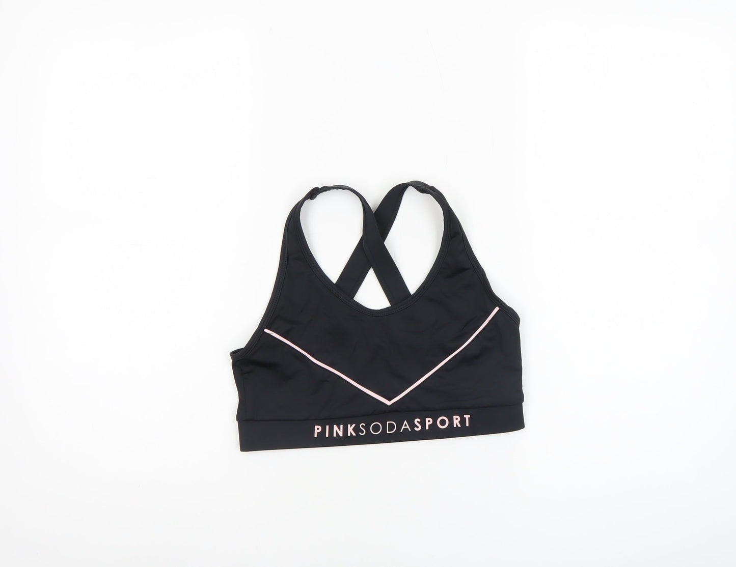 Pink Soda Sport Women Black Size 10 Sports Bra Racerback Medium Support