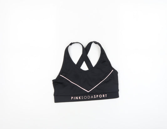 Pink Soda Sport Women Black Size 10 Sports Bra Racerback Medium Support