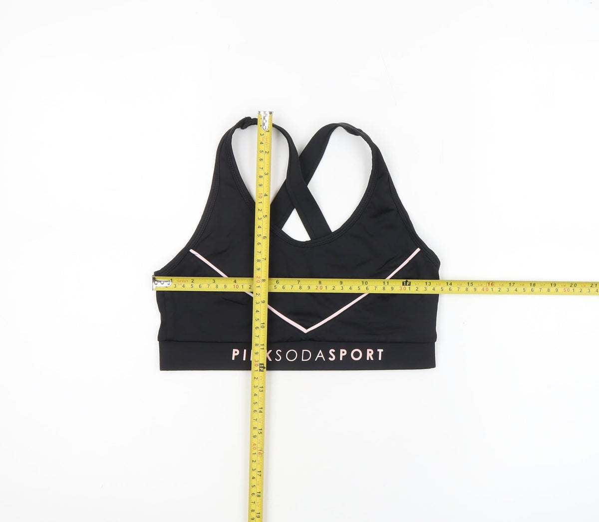Pink Soda Sport Women Black Size 10 Sports Bra Racerback Medium Support