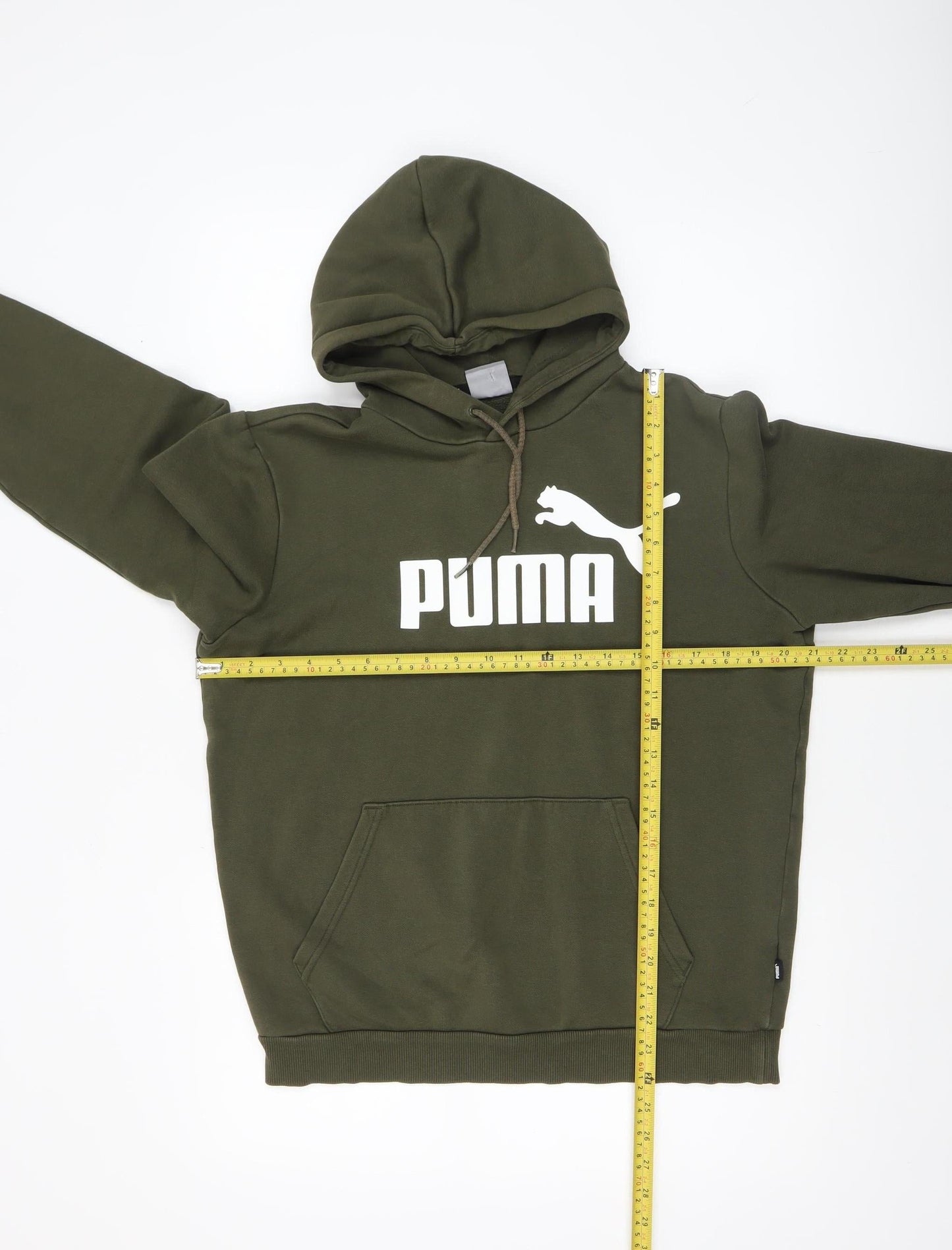 Puma Men’s Green Pullover Hoodie Size S Fleece Logo Sweatshirt