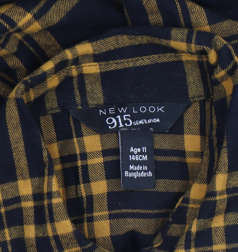 New Look Boys Yellow Check Flannel Long Sleeve Button-Up Shirt Age 11 146cm