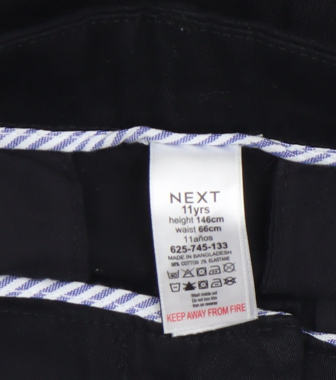 Next Boys Black Slim Fit Chino Trousers 11 Years Cotton School Pants