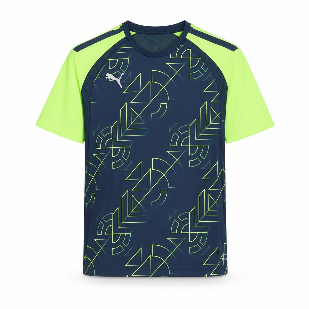 Puma Boys Blue Geometric Sports T-Shirt 11-12 Years Lightweight Quick Dry