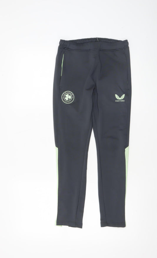 Castore Boys Black Track Pants 11 Years Tapered Fit Football Trousers