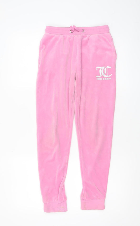 Juicy Couture Girls Pink Velour Jogger Trousers 12-13 Years