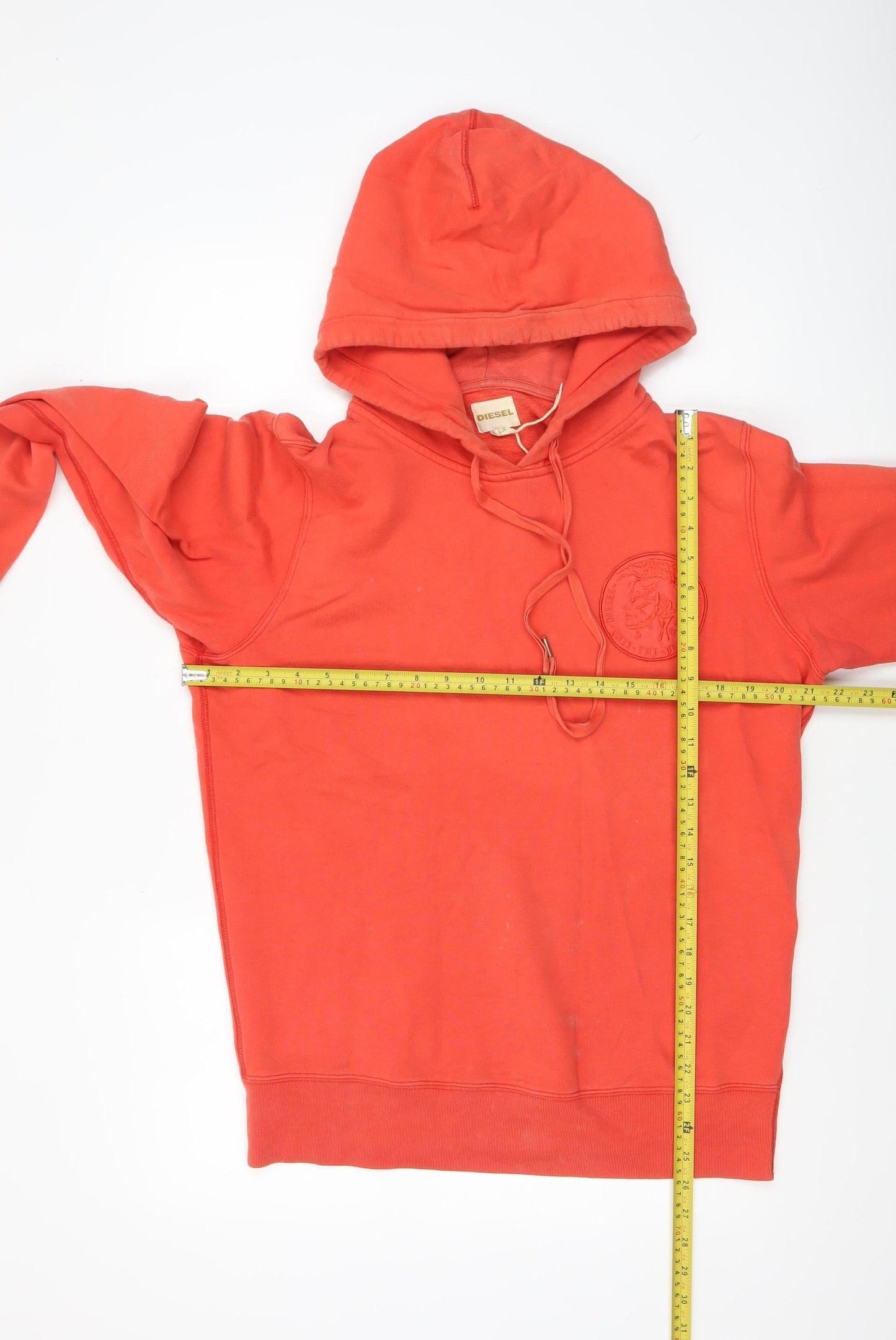 Diesel Mens Red Pullover Hoodie Size M Regular Cotton Logo Top